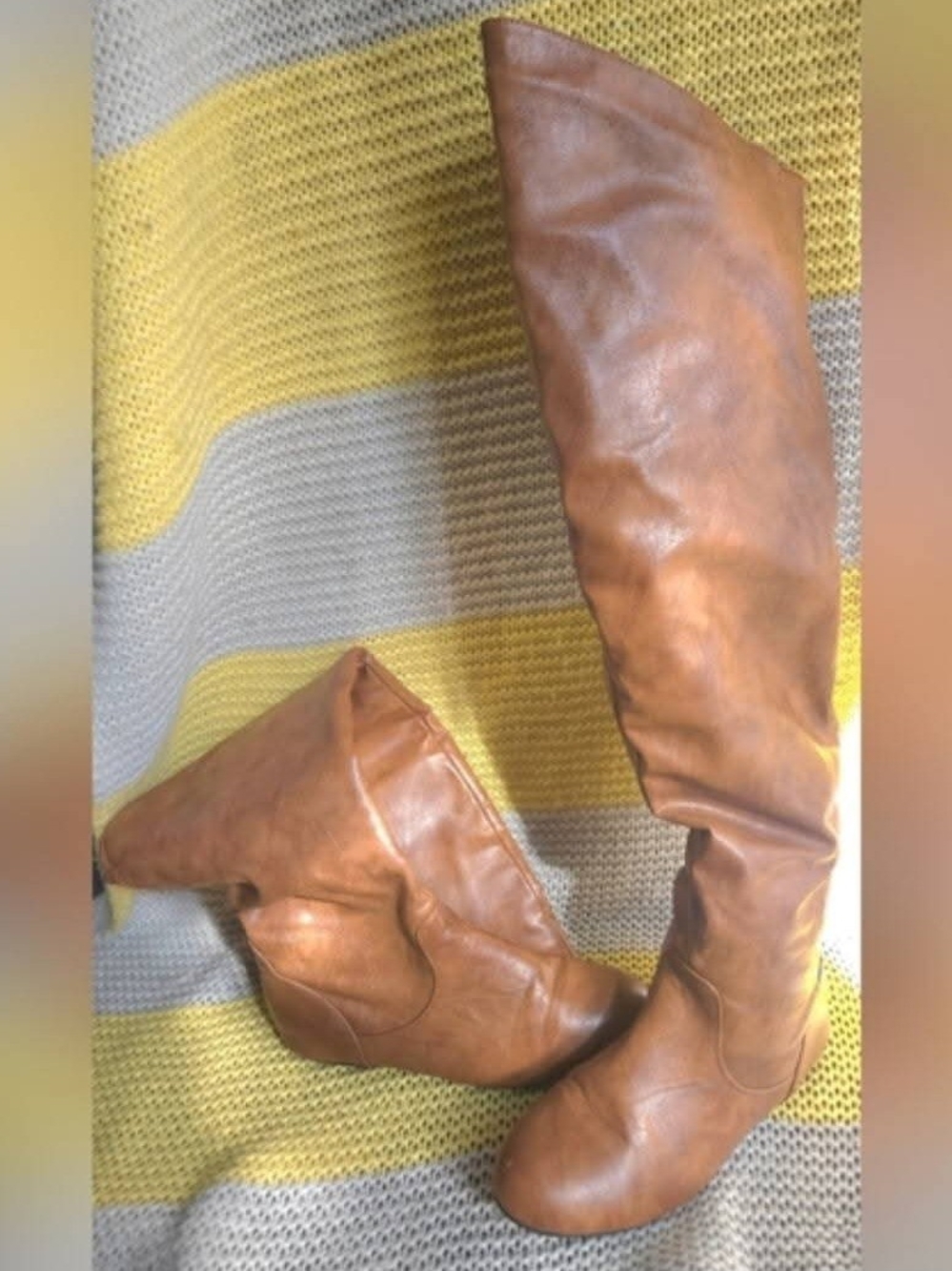 Over-the-Knee Tan Leather Boots with Soft Slouch